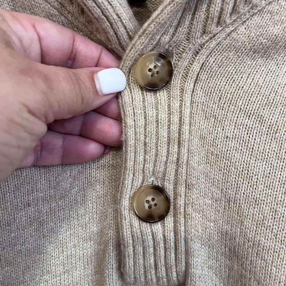 J‎ Crew Mens Shawl Collar Old Money Classic Sweater XXL Beige Wool Minimalist
